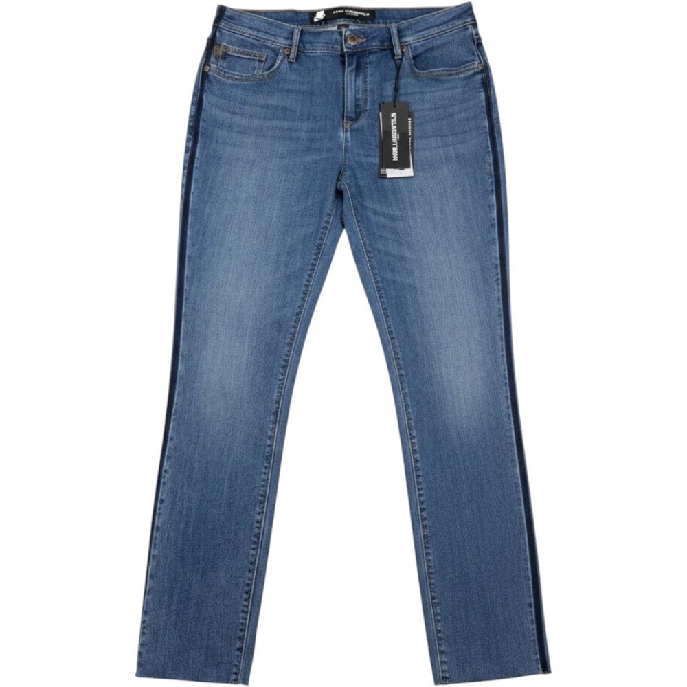 Karl Lagerfeld Paris The Karl Skinny Jeans Women's 10 Blue Side Stripe Raw Hem